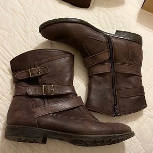 MONTANA Brown Leather Zip Ankle Boots sz. 8